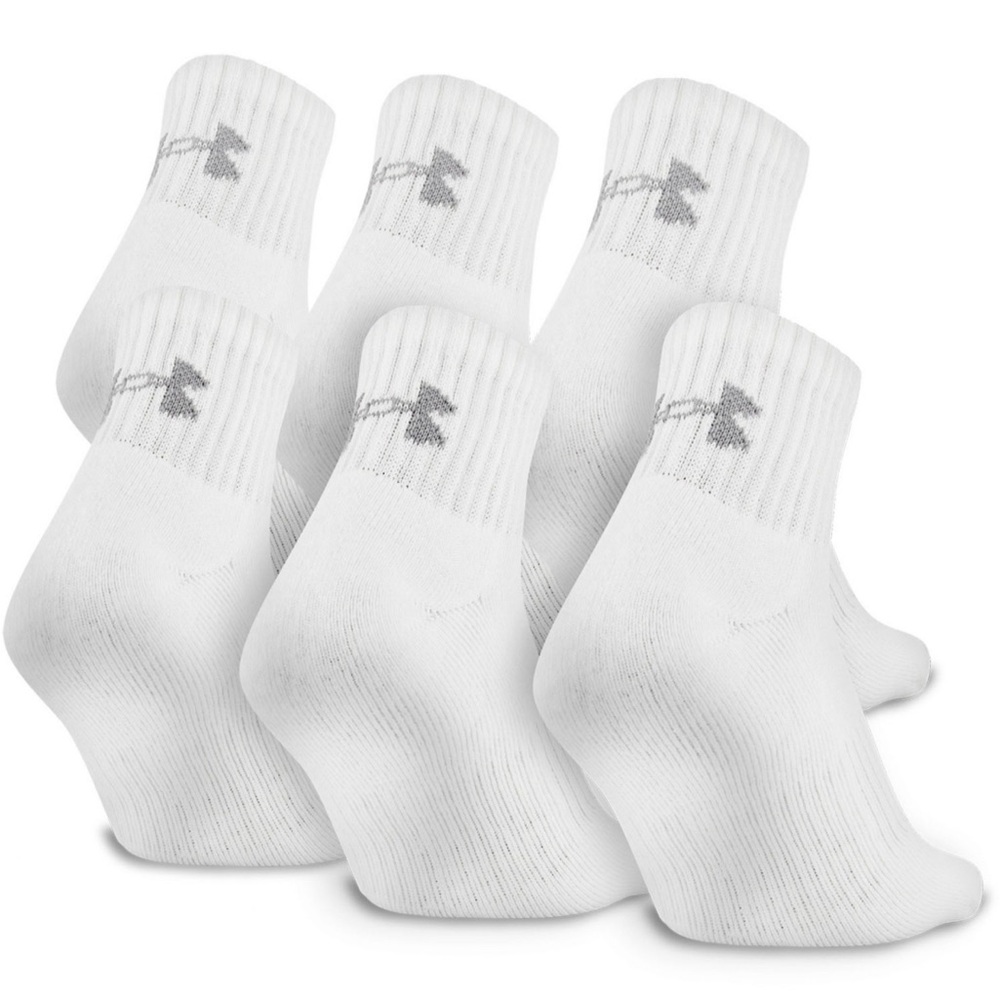 NEW Under Armour Youth 6 pk Ankle Training Athletic Socks (White)- shoe 13.5K-4Y